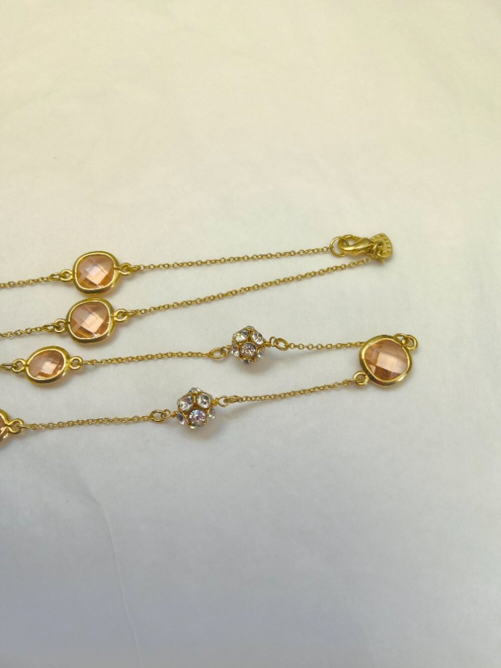 Delicate Rhinestone & Faceted Pink Stone Chain - Picture 6 of 11